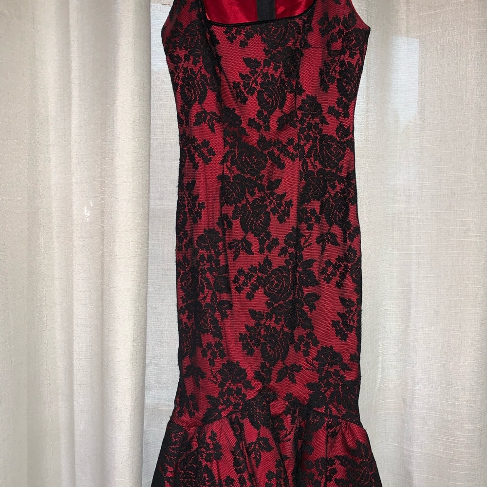 Black and red knee high